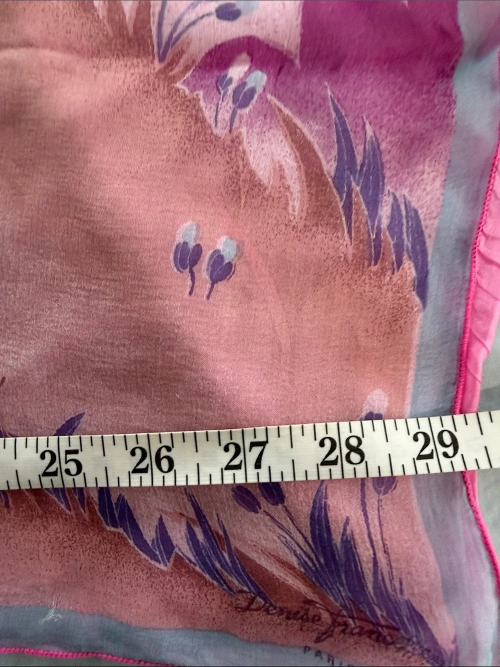 Silky Pink & Blue Scenic Print Scarf